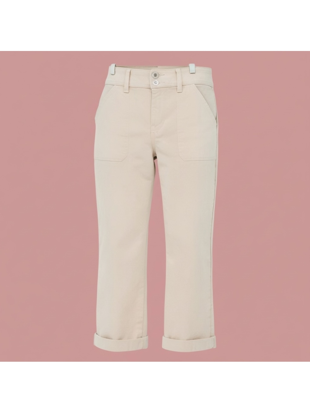 Torrid Utility Cropped Pants Size 16 Beige Khaki Cuffed Stretch Cotton